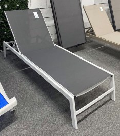 NAXOS SUNBED WHITE ALUMINIUM AND GRAY TEXTILENE TW320 NAXOS ΞΑΠΛΩΣΤΡΑ ΜΕ ΛΕΥΚΟ ΑΛΟΥΜΙΝΙΟ ΚΑΙ ΓΚΡΙ TEXTILENE - ΥΦΑΣΜΑ TW320